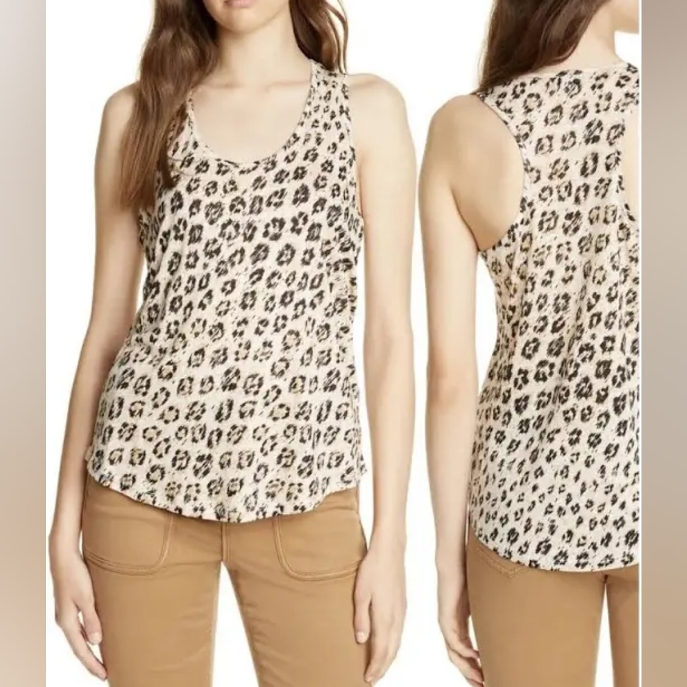 Joie Linen Racerback Leopard Tank